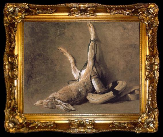 framed  Jean Baptiste Simeon Chardin Hare and hunting with tinderbox, ta009-2